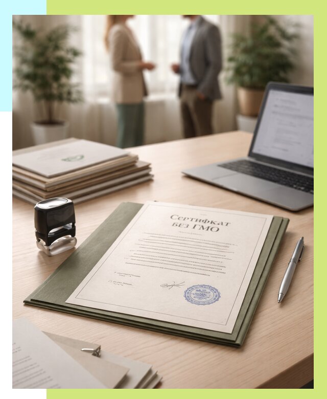 Сертификат без ГМО в Лесосибирске от 7811 р. оформить срочно Алешин-Лсс